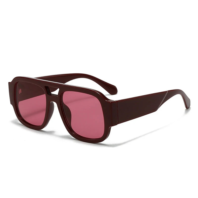 Vivra Shades | Retro Square Double Bridge Sunglasses in Bold Candy Colors | UV400