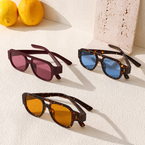 Vivra Shades | Retro Square Double Bridge Sunglasses in Bold Candy Colors | UV400